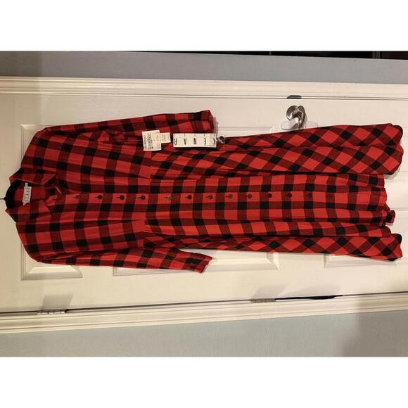 Vintage w/ tags Ann Tjian for Kenar Buffalo Plaid Midi Shirt Dress Size 10